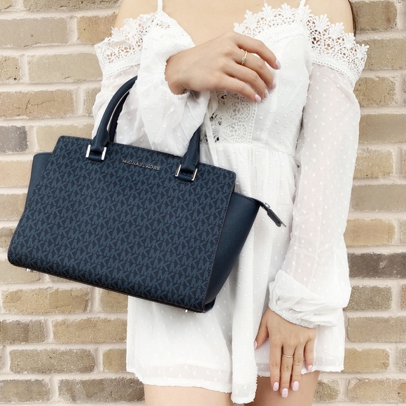 Michael Kors Satchel crossbody admiral  blue MK - Picture 5 of 7